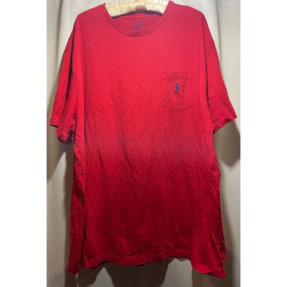 Polo Ralph Lauren Red Classic Fit Pocket T-Shirt Mens XXL 100% Cotton Casual Wea - Picture 1 of 5
